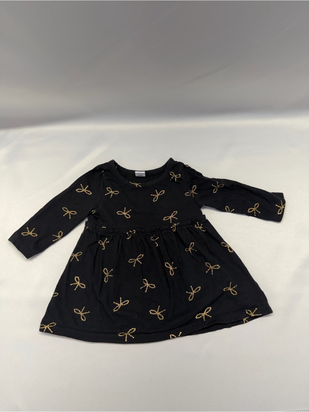 Old Navy Girls’ Bow Print Dress | Black/Gold | GUC | 3–6M